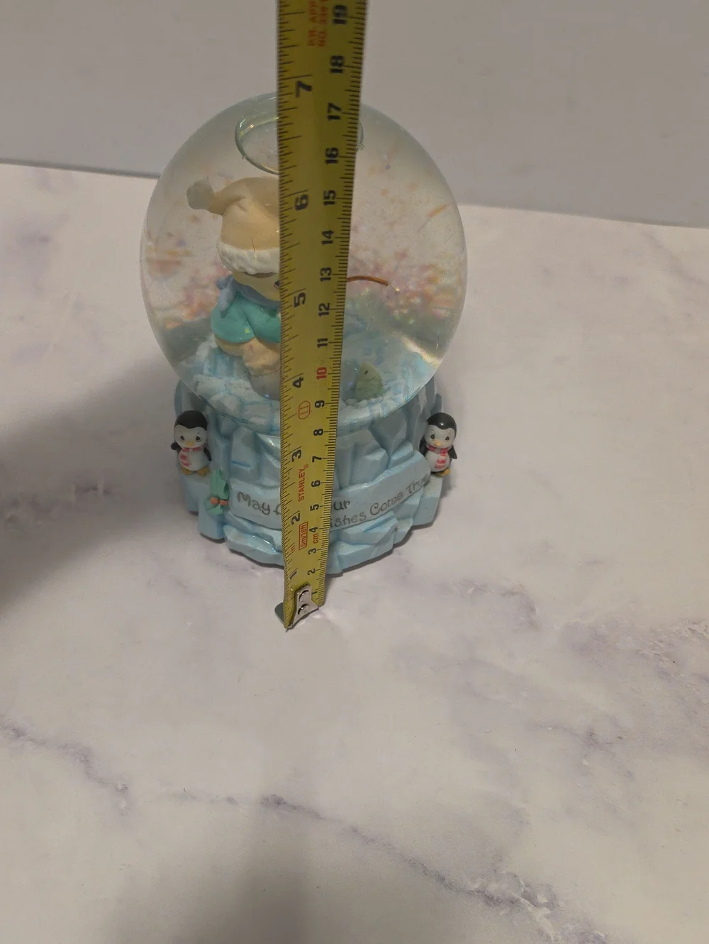 Precious Moments Winter Snow Globe Figurine with Penguin Accents - Light Blue